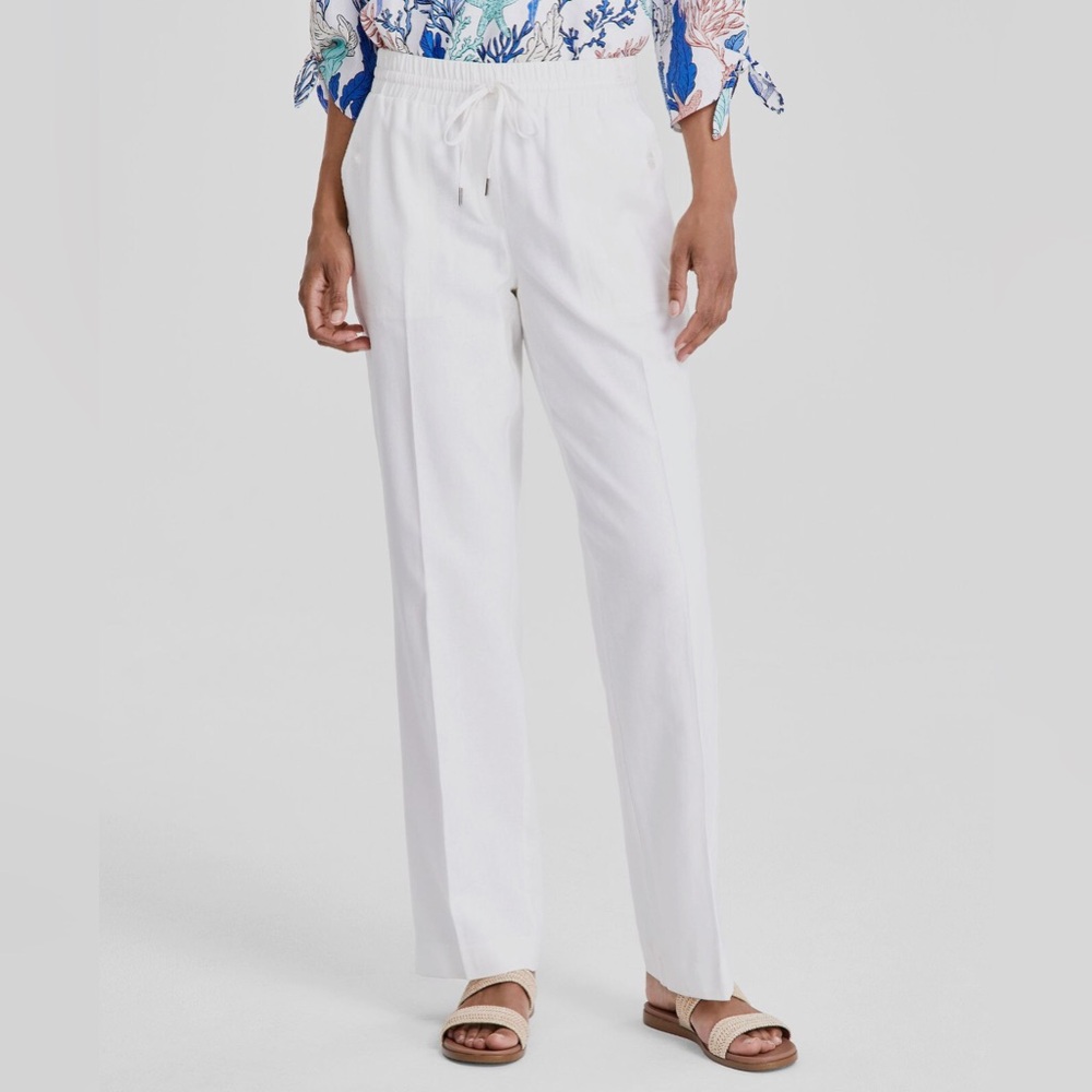 NWT Jones NY Linen-Blend Drawstring Pants | size medium